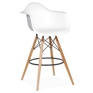 Стул Тауэр Вуд Eames высокий барный белый