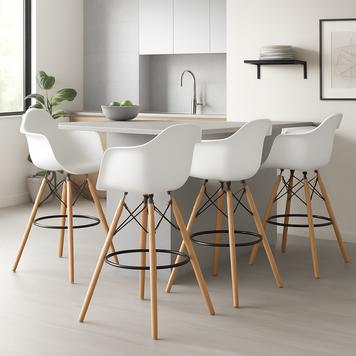 Стілець Тауер Вуд Eames барний високий білий