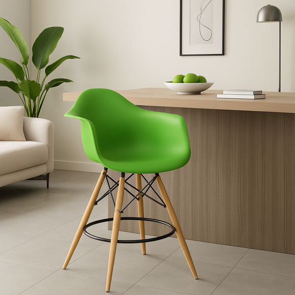 Стул Тауэр Вуд Eames высокий барный зеленый